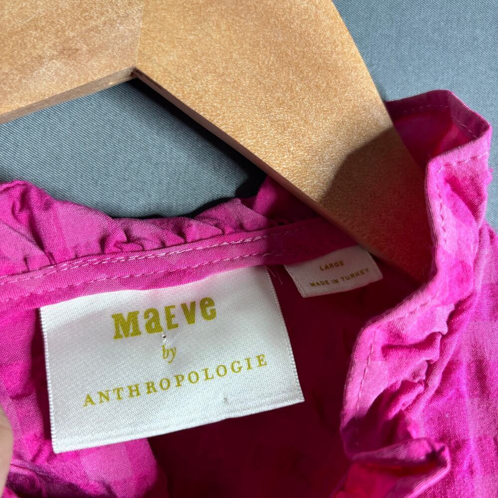 Anthropologie Maeve Lida Ruffled Mini Dress Pink Gingham Size L - Picture 5 of 5